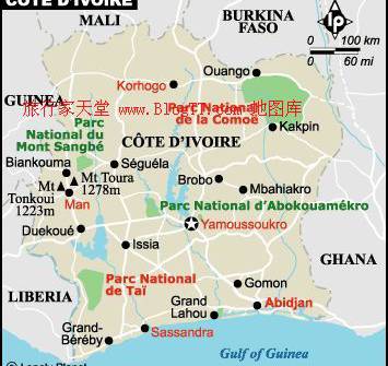 科特迪瓦旅行地图