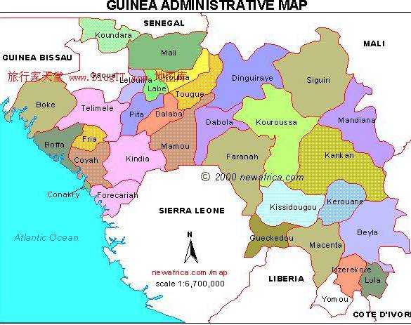 几内亚行政区划地图,几内亚地图高清中文版