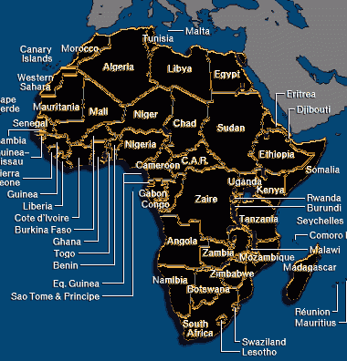 世界行政地图之非洲地图,高清中文版