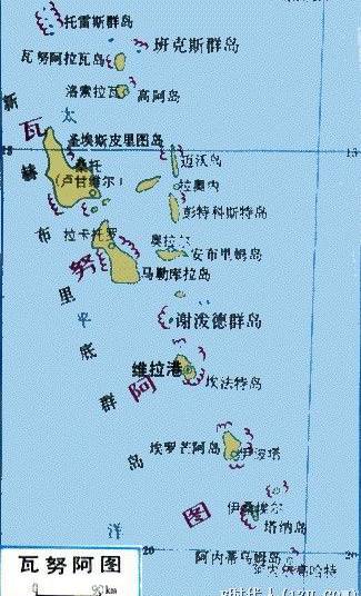 瓦努阿图地形图,瓦努阿图地图高清中文版