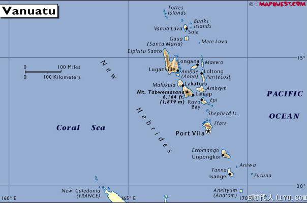 瓦努阿图地理位置示意图,瓦努阿图地图高清中文版