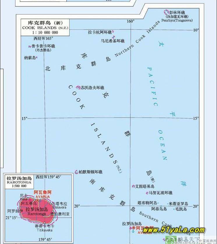 库克群岛位置示意图,库克群岛地图高清中文版