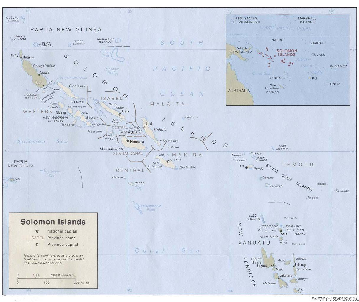 所罗门群岛英文地图