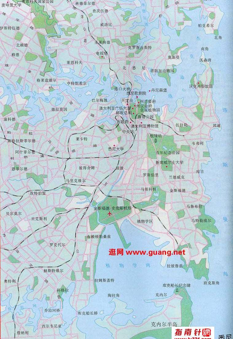 悉尼市区地图,澳大利亚地图高清中文版