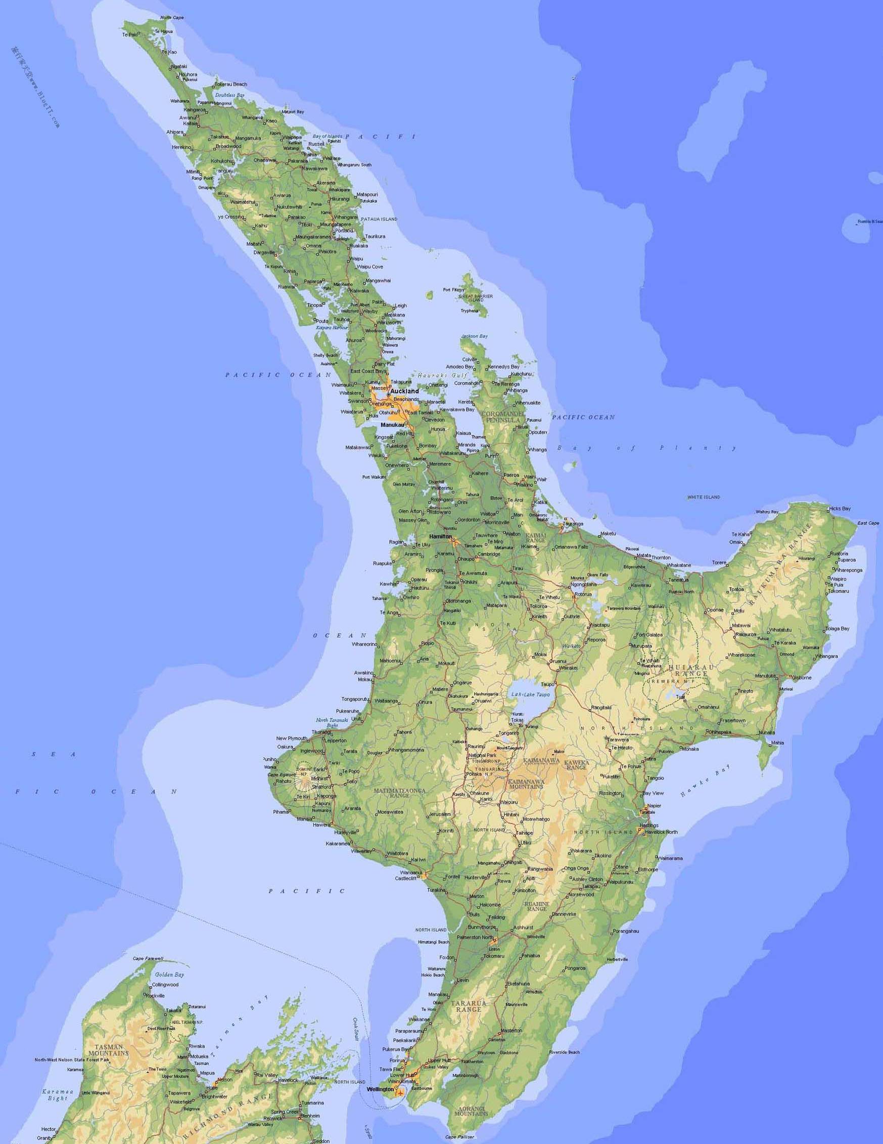 新西兰北部地图