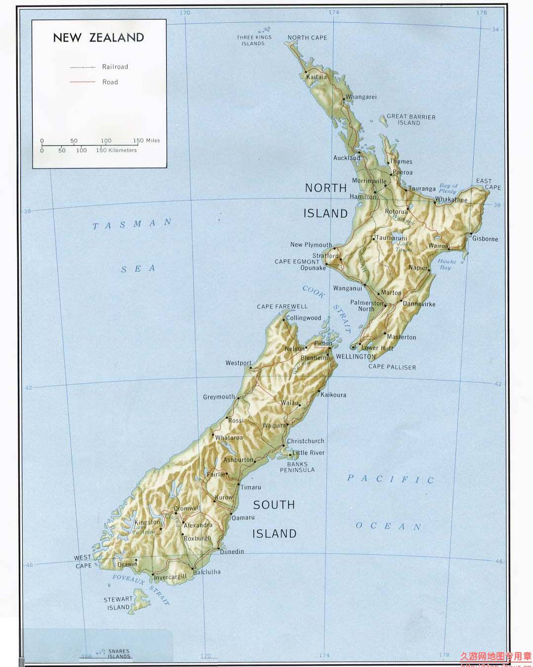 新西兰地形图