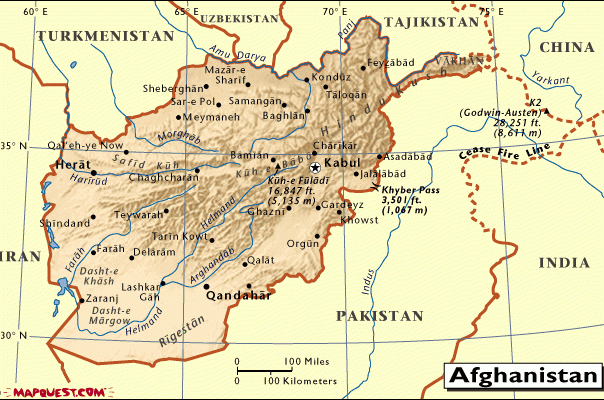阿富汗英文地图