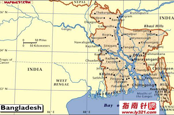 孟加拉英文地图,孟加拉国地图高清中文版