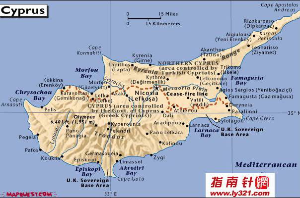 塞浦路斯英文地图,塞浦路斯地图高清中文版