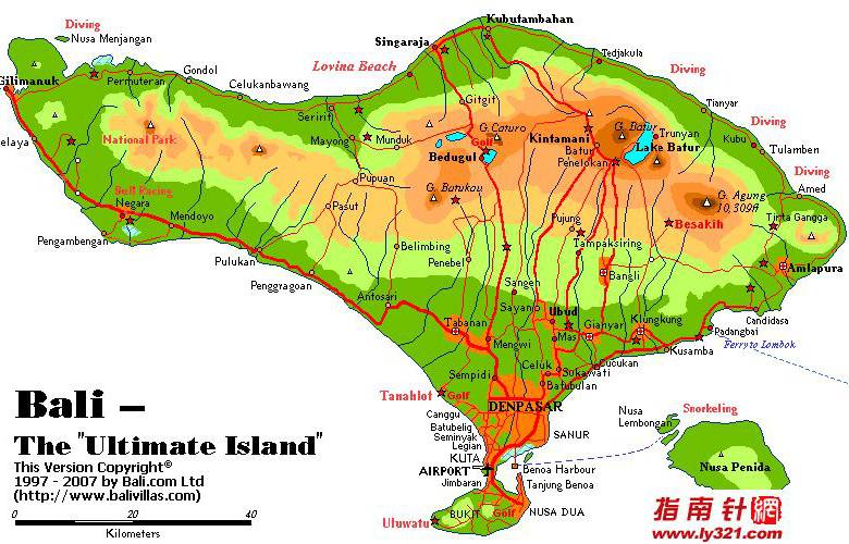 印尼巴厘岛英文地图
