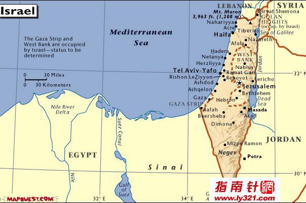 以色列英文地图