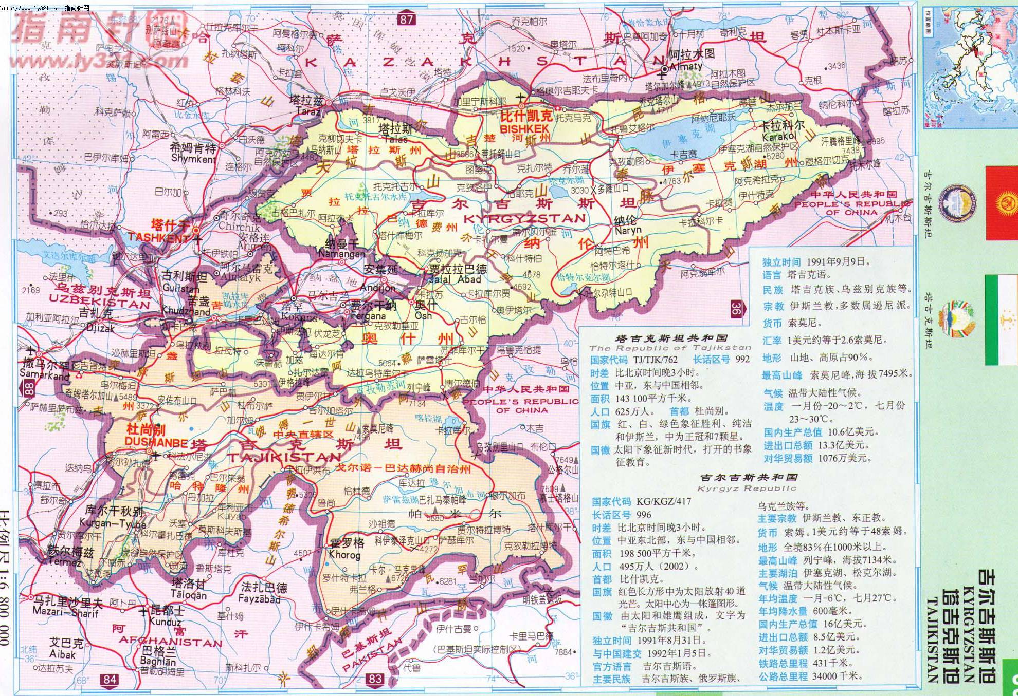 吉尔吉斯斯坦行政区划地图