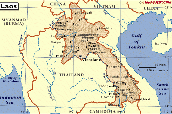 老挝英文地图,老挝地图高清中文版