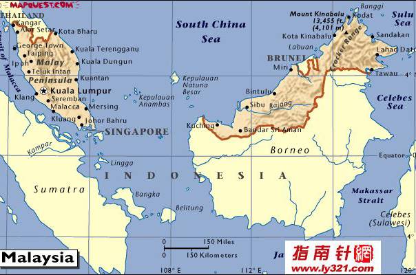 马来西亚英文地图,马来西亚地图高清中文版