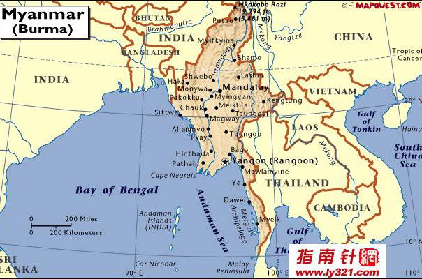 缅甸高英文地图,缅甸地图高清中文版