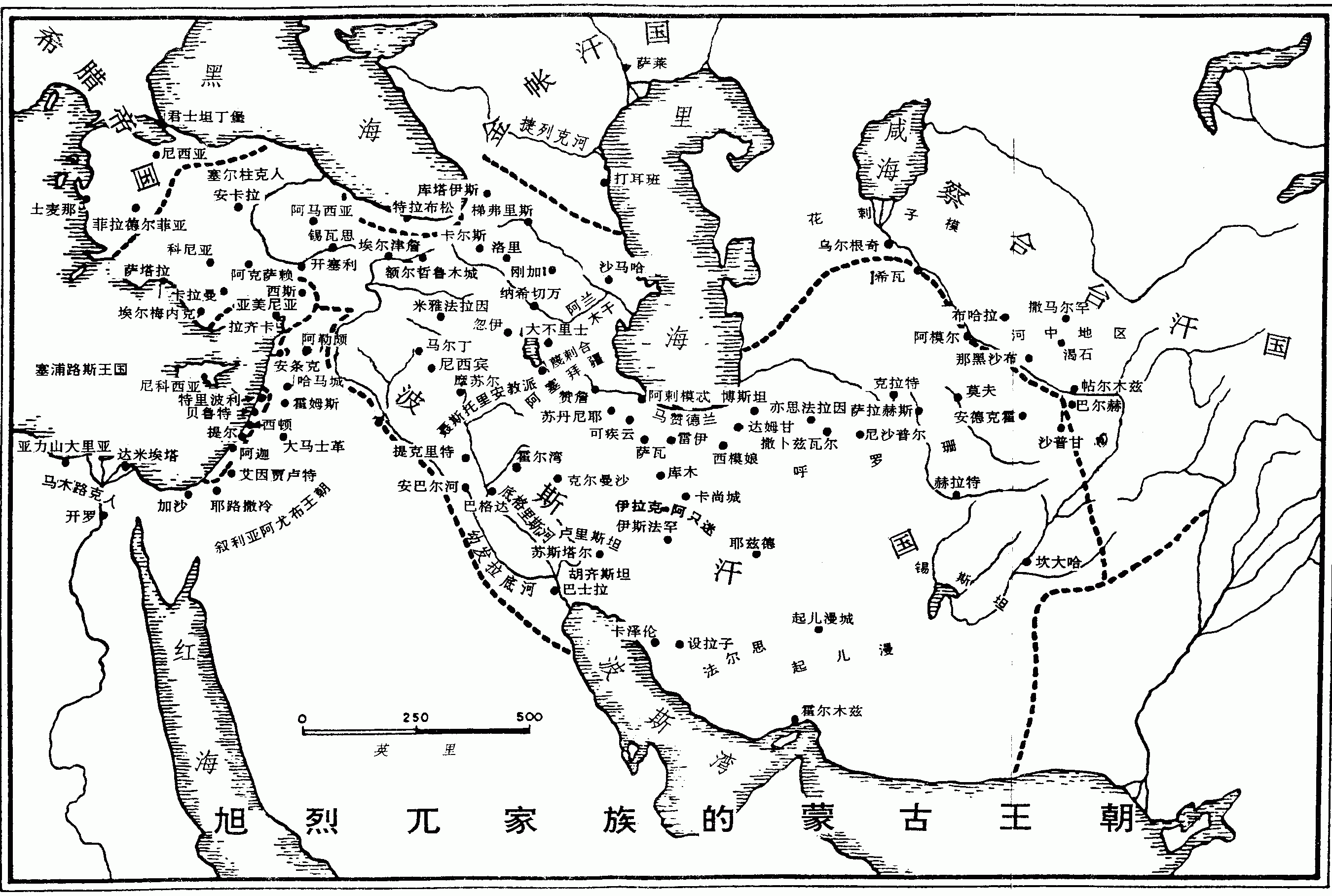 旭烈兀家族的蒙古王朝地图
