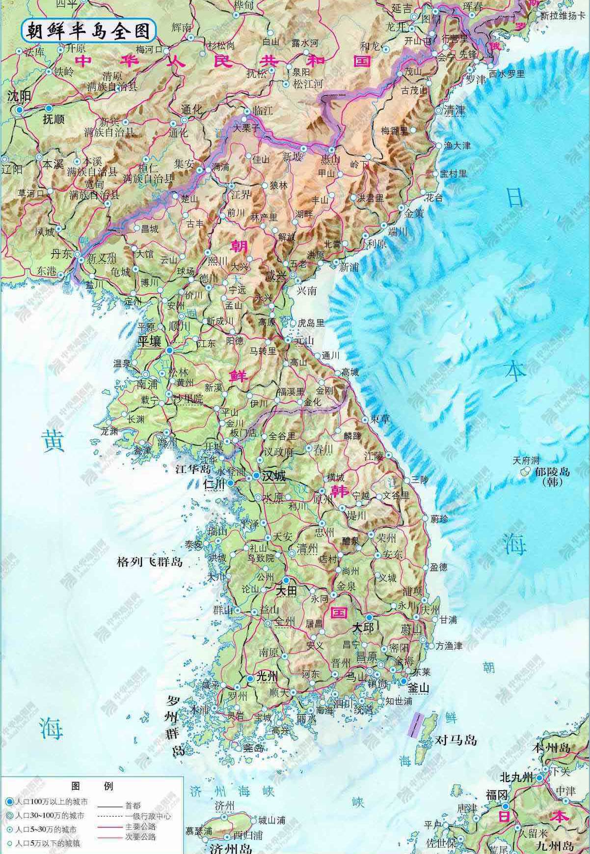 朝鲜半岛地图