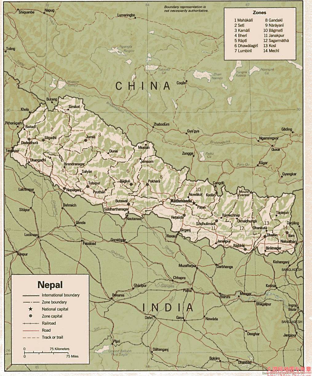 尼泊尔政区图