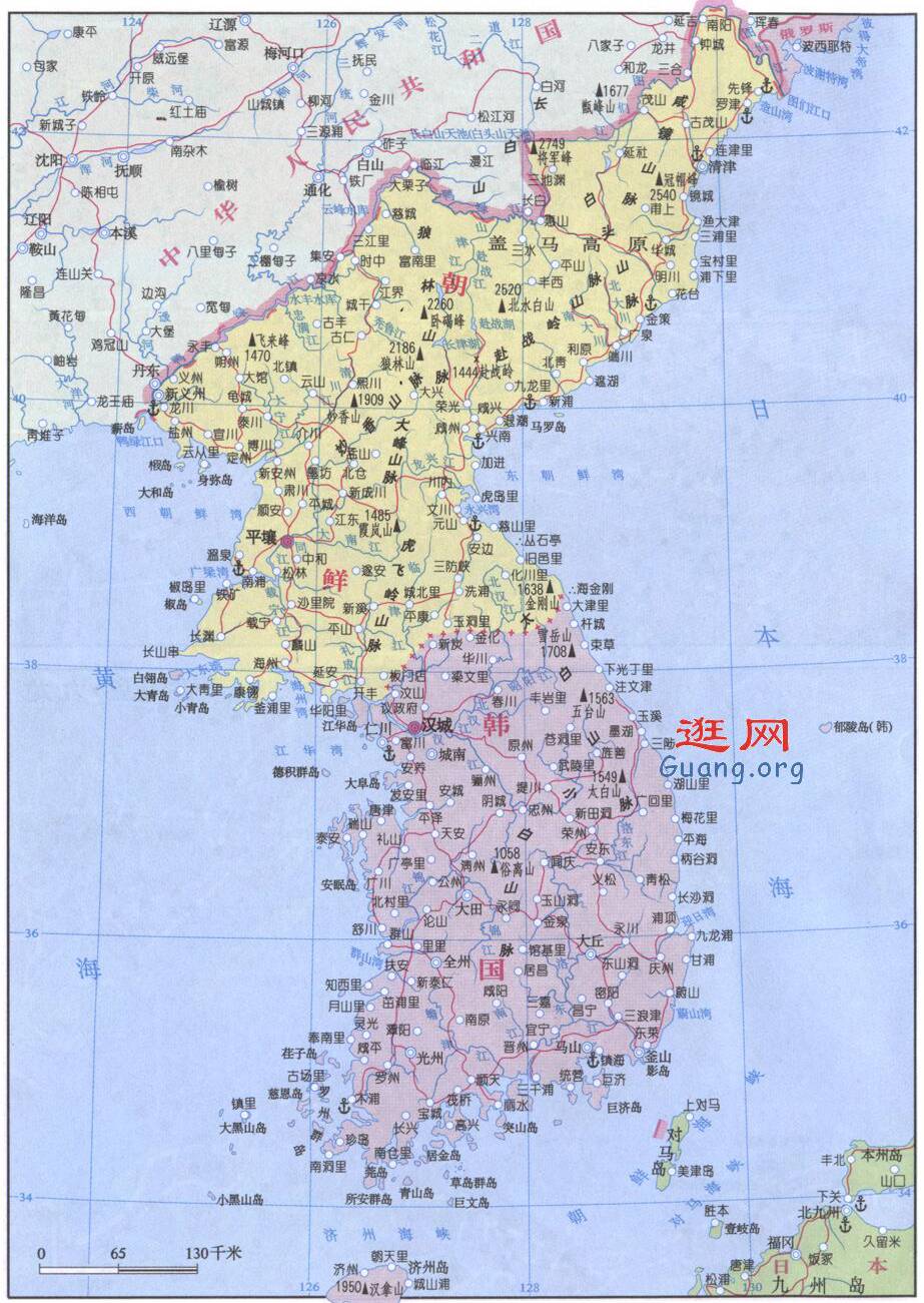 朝鲜及韩国地图