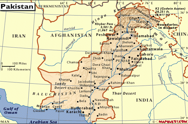 巴基斯坦英文地图,巴基斯坦地图高清中文版
