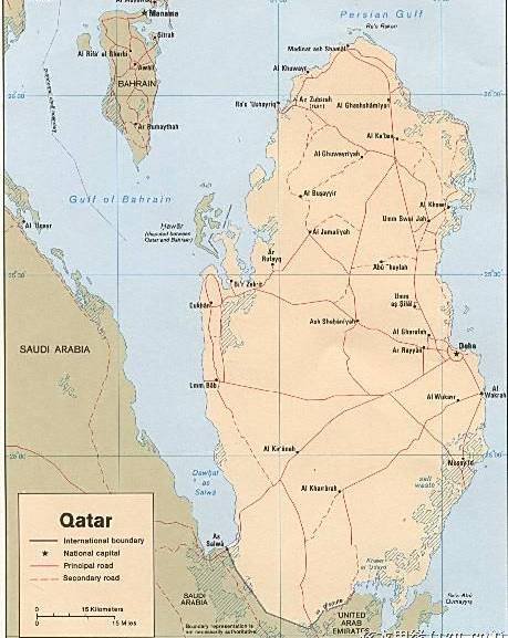 卡塔尔地形图
