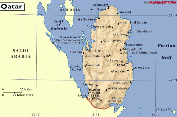 卡塔尔英文地图