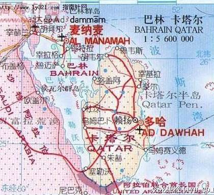 卡塔尔地理位置示意图,卡塔尔地图高清中文版