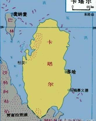 卡塔尔地理位置示意图