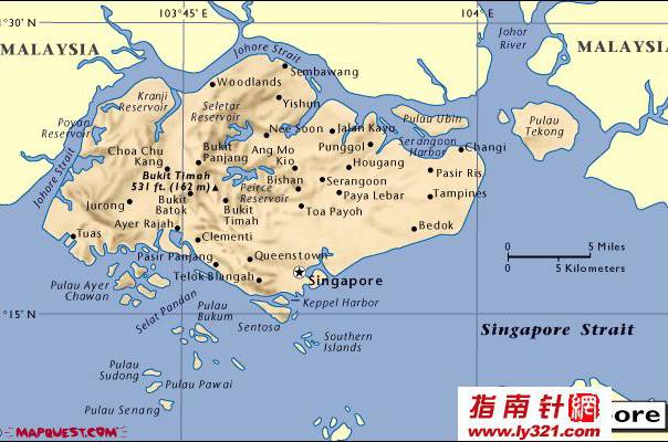 新加坡英文地图