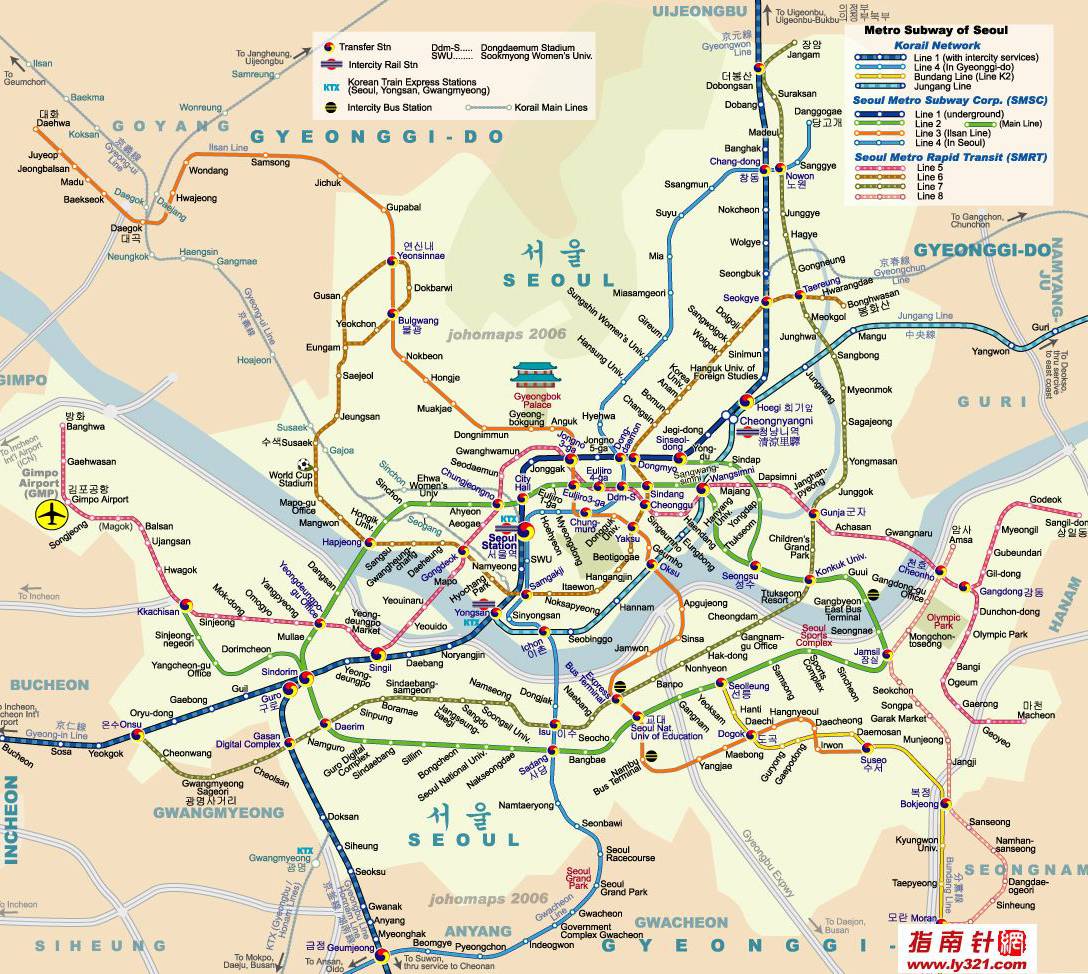 韩国汉城地铁地图
