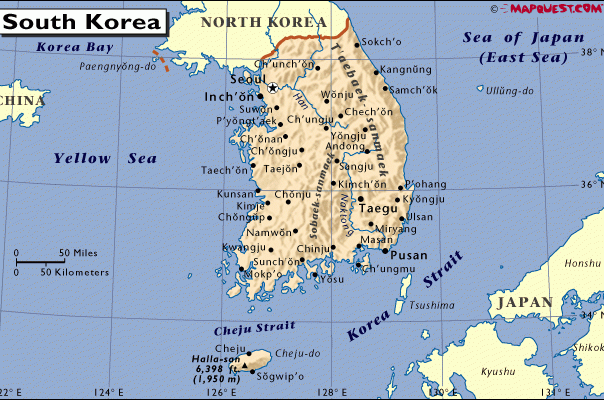 韩国英文地图