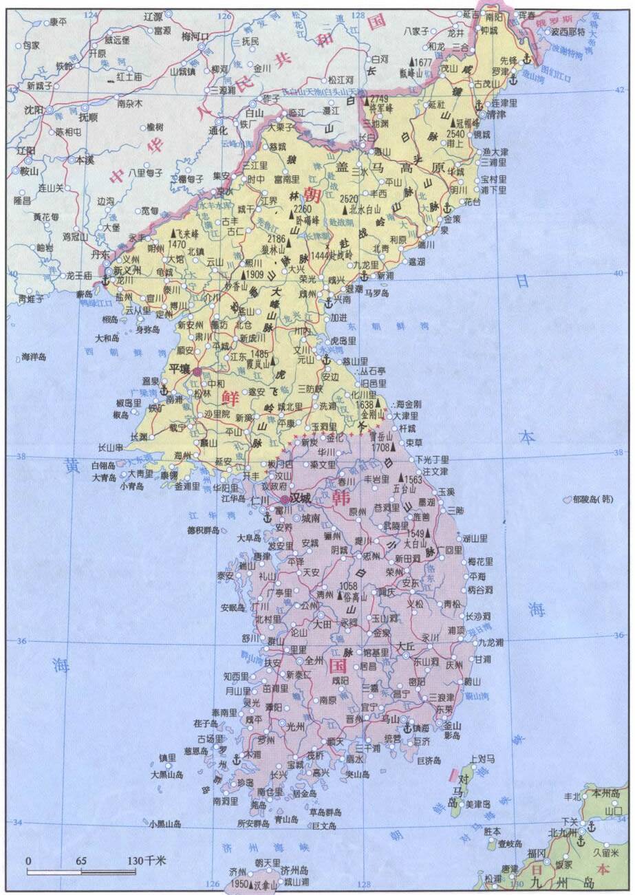 朝鲜韩国行政地图