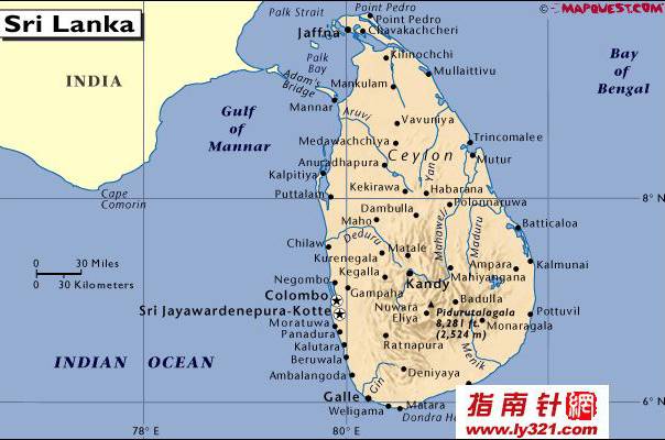 斯里兰卡英文地图,斯里兰卡地图高清中文版