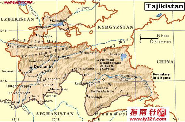 塔吉克斯坦英文地图,塔吉克斯坦地图高清中文版