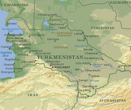 土库曼斯坦地形图