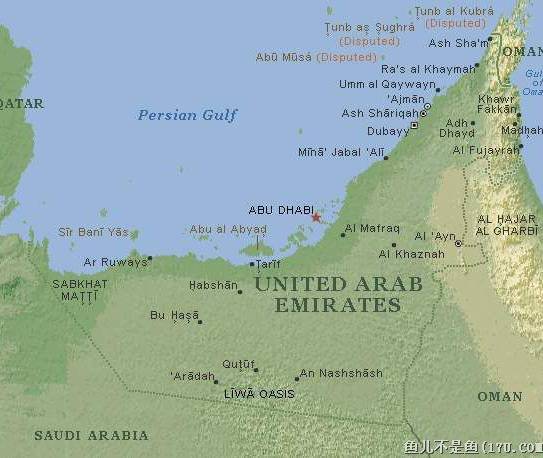阿联酋地理位置示意图