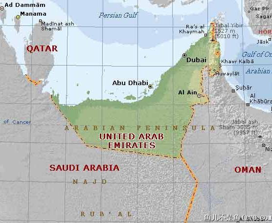 阿联酋地形图,阿拉伯联合酋长国地图高清中文版