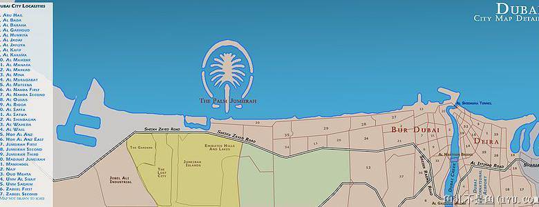 迪拜行政区划图,阿拉伯联合酋长国地图高清中文版