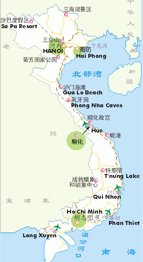 越南景区景点分布图,越南地图高清中文版