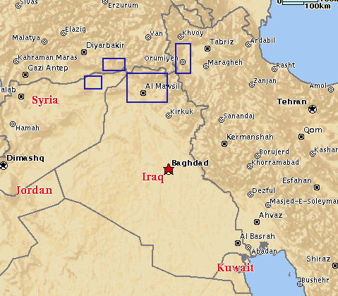 伊拉克亚述人分布地图