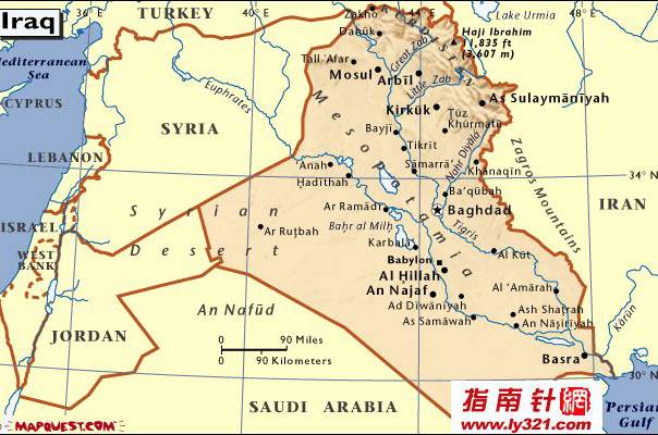 伊拉克英文地图