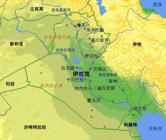 伊拉克地形图,伊拉克地图高清中文版